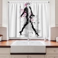 thumbnail image 2 of Ambesonne Vintage Kitchen Curtains, Woman Catwalk, 55"x45", Black and Pink, 2 of 3