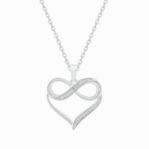 Cali Trove Diamond Infinity Heart Necklace for Women 1/20 Ct Natural Diamonds 10KT White Gold 18 Inch Chain