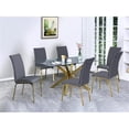 thumbnail image 2 of 63"x 39" Rectangular Clear Glass 7pc Dining Set with Gold Stainless Steel, 2 of 8