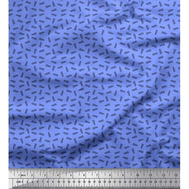 Soimoi Poly Georgette Fabric Dot & Piano Musical Instrument Decor Fabric Printed Yard 42 Inch Wide