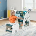 thumbnail image 2 of Costway 3-In-1 Kids Art Easel with Stool Magnetic Dry-Erase Board with  Book Rack Green, 2 of 10