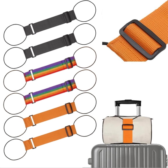 6 Pack Multi Use Strong Adjustable Luggage Connector Straps,Luggage Connector Straps for Suitcases,Elastic Belt to Connect Two Suitcases for Travel (6PC)