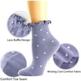 thumbnail image 5 of CHUNTIAN Mary Womens Socks, Ruffle Casual Ankle Socks Breathable Cool Cotton Knit Lettuce Crew Sock 6 Pack, 5 of 7