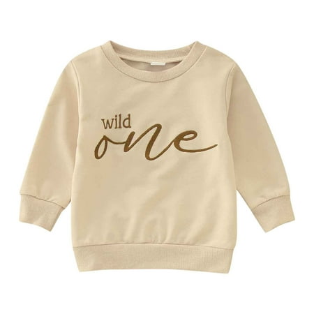 

Boys Fashion Hoodies Kids Long Sleeve Letter Prints T Shirt Pullover Tops Clothes Graphic Sweatshirts Beige 6-12 Months