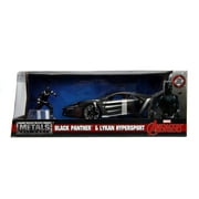 Lykan Hypersport Black with Black Panther Diecast Figure Marvel Series 1/24 Diecast Model Car by Jada