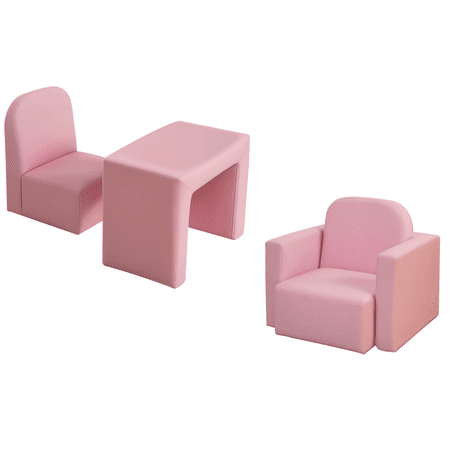 2-in-1 Convertible Kids Table and Chair Set Multi-Function Activity Furniture Pink