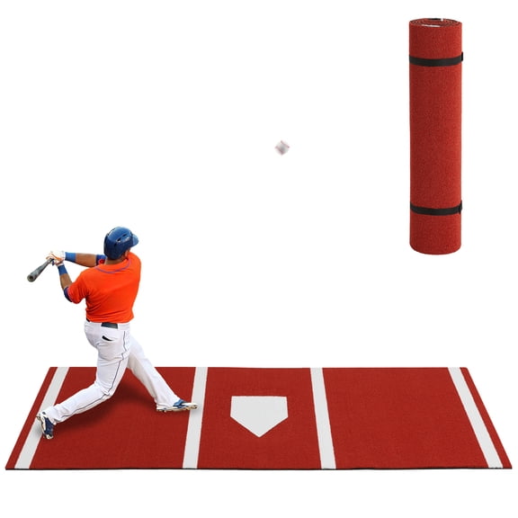 10x3.8ft Baseball Hitting Mat with Home Plate, 11mm Thick Turf & Non-Slip Base for Indoor/Outdoor Training