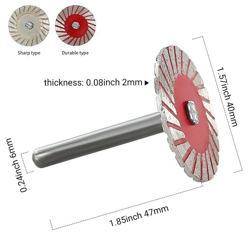 ABCISI 5-Piece 6mm Diamond Cutting Wheel Set,  Suitable for Rotary Tools - Mini Saw Blades with Mandrels for Dremel, Wood Carving, Jewelry Making & Precision Grinding