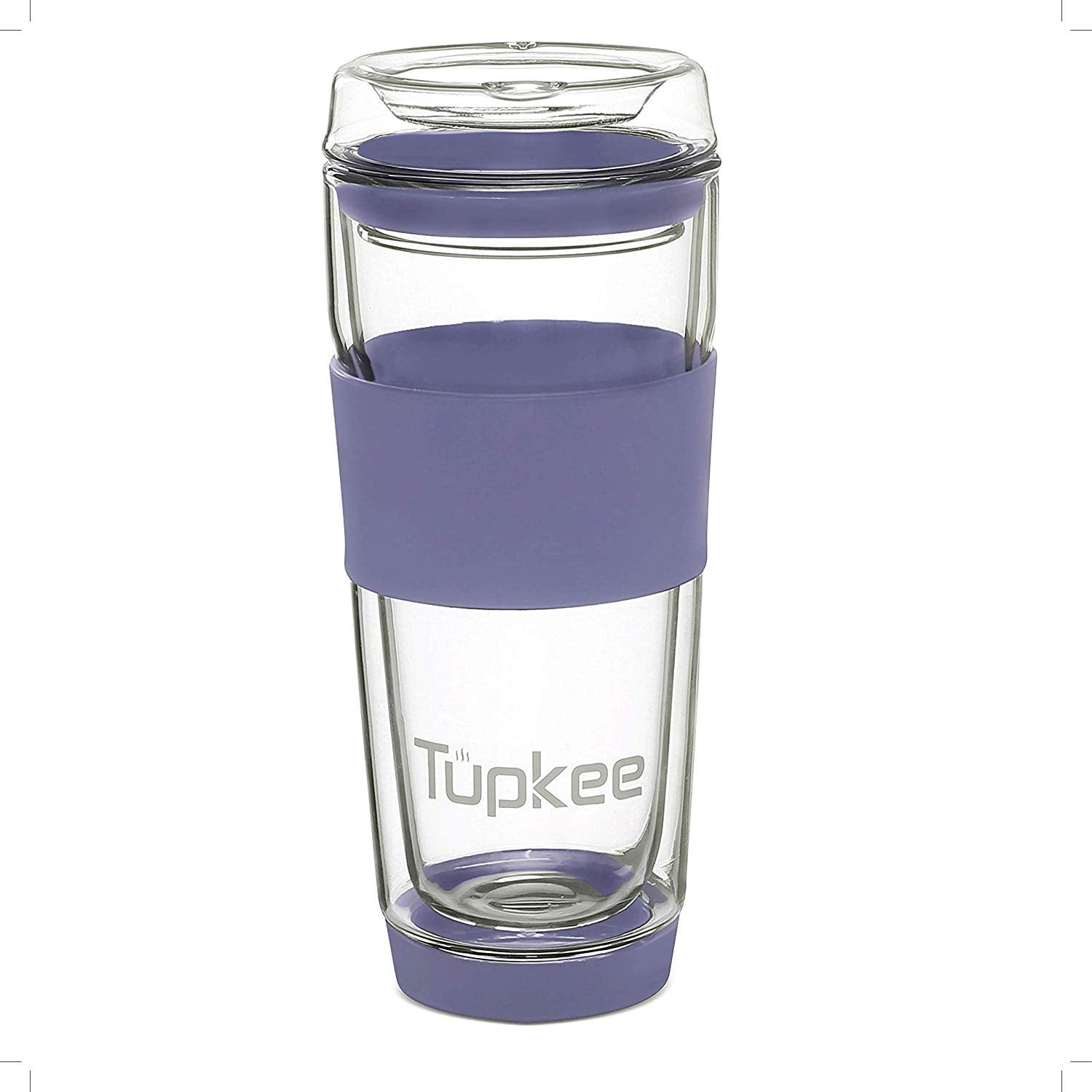 double walled glass travel mug with lid
