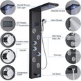 thumbnail image 4 of LED Shower Panel Tower Rain Massage System with 4 Massage Jets Stainless Steel Bathroom Shower Panel Tower System Waterfall Rainfall Shower Tower Black, 4 of 11