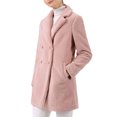 thumbnail image 1 of Allegra K Abrigo de felpa sintética liviana con botones cruzados y bolsillos para mujer Rosa S Unique Bargains abrigo, 1 of 6