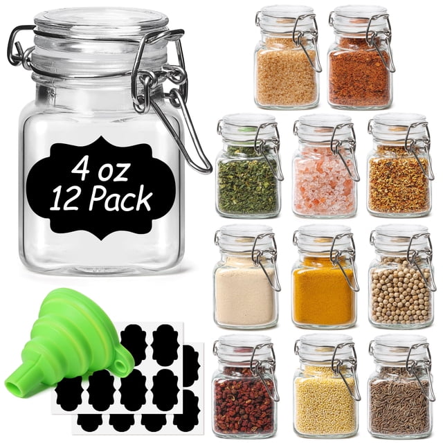 Frascos de vidrio ComSaf de 120 ml con tapa, juego de 12 mini herméticos