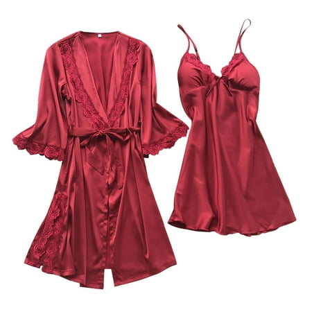 

Gaiseeis Women Fashion Sexy Sleepwear Lingerie Lace Temptation Belt Underwear Nightdress Red L