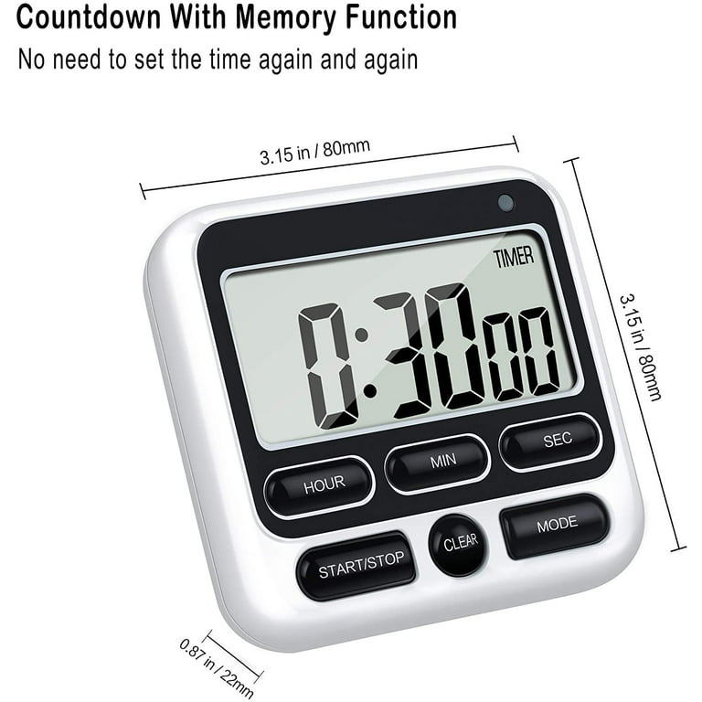 Classroom Timers for Teachers Kids Large Magnetic Digital Timer Digital  Kitchen Timer with Mute/Loud Alarm Switch ON/Off Switch, 24 Hour Clock &  Alarm