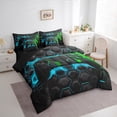 thumbnail image 3 of Castle Fairy Gradient Gamer Bedding Comforter Set,Abstract Hexagon Queen Bedding Sets, 3 of 8