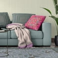 thumbnail image 4 of Amrita Sen Designs  18 x 18 in. Paisley Pattern Square Suede Zippered Pillow with Insert - Hot Pink, 4 of 5