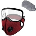 thumbnail image 2 of Face Mask for Dust, Full Face Respirator Mask, Carbon Filter Mask, Nose Filters for Dust, Red Adult Cycling Dust Protection Kit, 1 Washable Face Cover + 10 Activated Carbon, 2 of 7