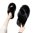 thumbnail image 1 of Pantuflas Peludas De Color Sólido Para Mujer De Otoño E Invierno, Pantuflas De Algodón Cruzadas Planas Antideslizantes Y Resistentes Al Desgaste Noticed AP007253-09, 1 of 6