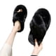 thumbnail image 1 of Pantuflas Peludas De Color Sólido Para Mujer De Otoño E Invierno, Pantuflas De Algodón Cruzadas Planas Antideslizantes Y Resistentes Al Desgaste Inevent AP007253-08, 1 of 6