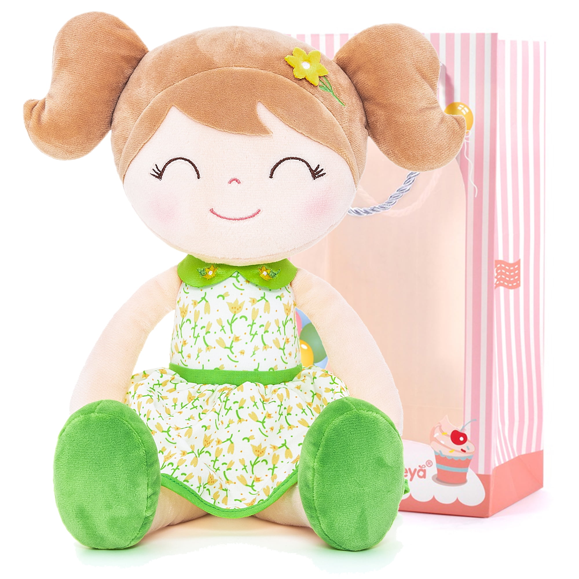Gloveleya Baby Girl Gifts Plush Dolls Soft Girls Toy Green Flower Fairy