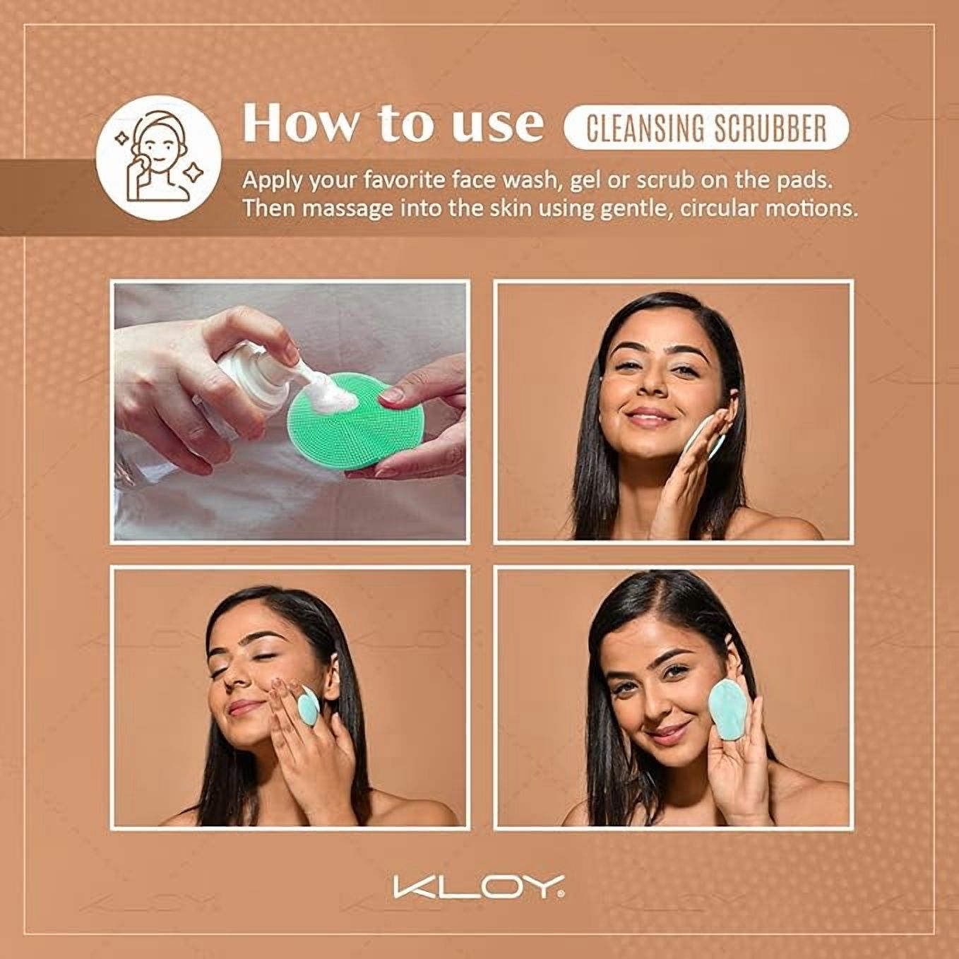 Kloy Silicone Face Cleansing Scrubber for Exfoliation, Massaging (Pack of 4)