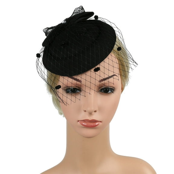 MSJUHEG Tea Party Hats,Feather Hair Clip,Feather Headpiece,Church Hats,Fascinators Hats,On Feathers a Headband Headwear Clip Tea Ribbons Black One Size