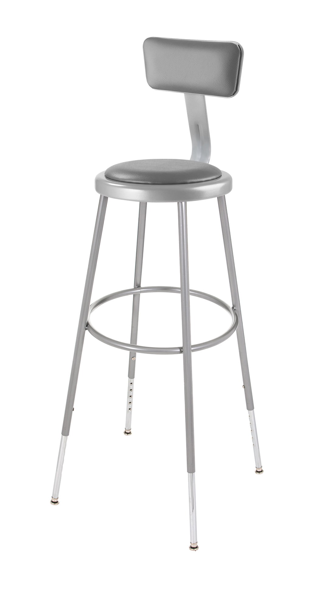 Hampden Furnishings Otto 32"-39" H Adjustable Vinyl Padded Stool with Backrest, Grey, 2 PK
