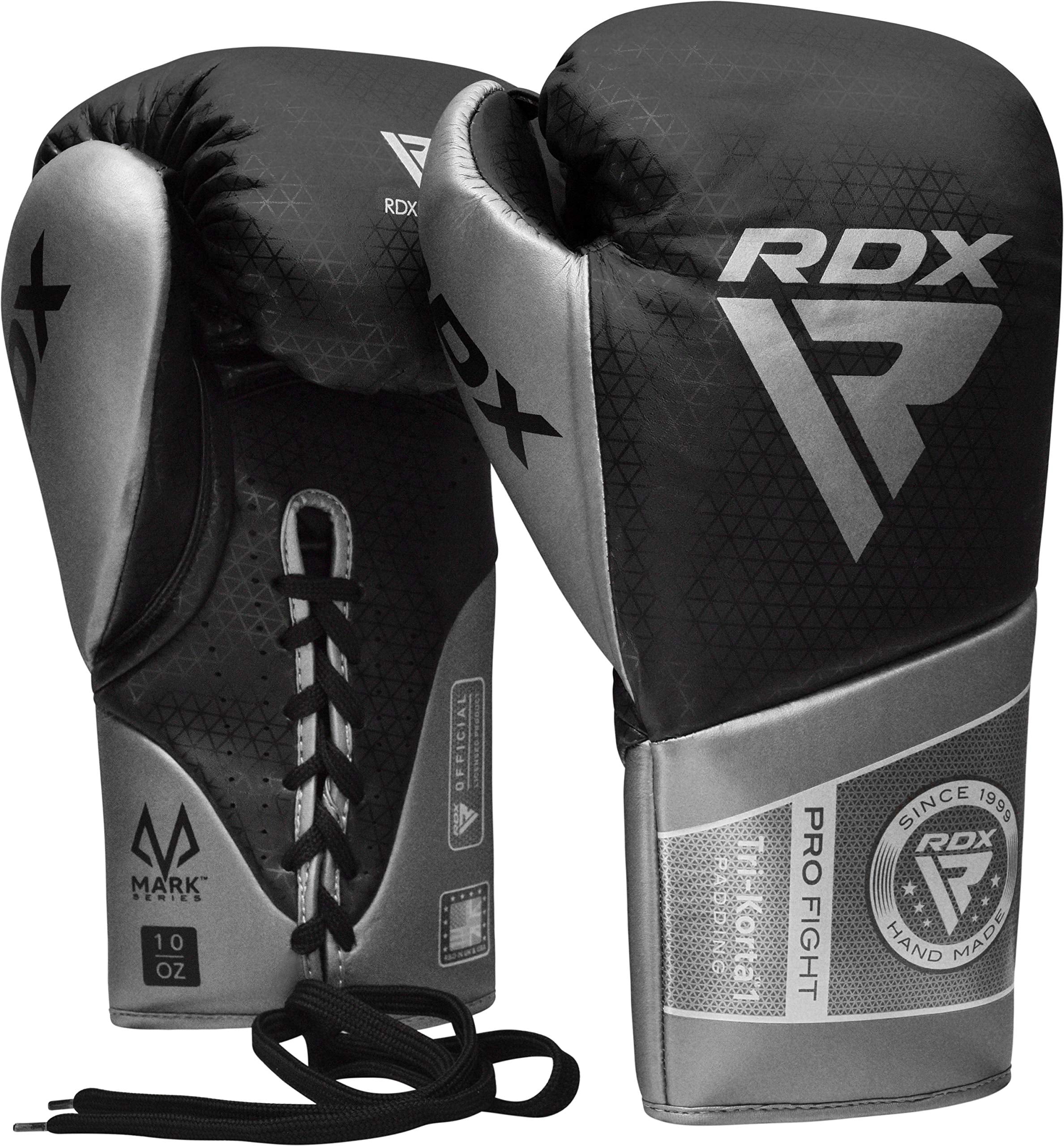 RDX Boxing Gloves for Fighting Muay Thai Mitts, Maya Hide Leather Mark PRO Lace-Up Training Glove for Sparring, Kickboxing, Punch Bags, Focus Pads and Double End Ball Punching