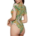 thumbnail image 3 of Balery Snake And Floral Women's Short Sleevee Crew Neck Bodysuit Tops Short Sleeve Tops Basic-X-Large, 3 of 9