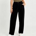 thumbnail image 2 of Diufon Corduroy Pants Women Elastic High Waist Straight Leg Pant Baggy Fall Winter Warm Trousers with Pockets, 2 of 7
