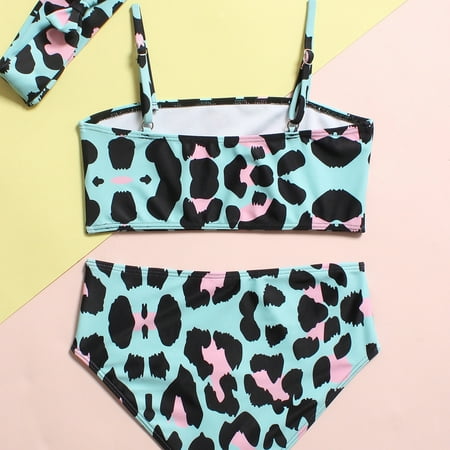 

Gubotare Summer Toddler Girls Leopard Prints Three Piece Swimwear Swimsuit Bikini Headband Set Swimsuit Girls Green 18-24 Months