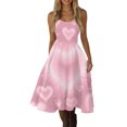 thumbnail image 5 of Valentines Day Sleeveless Vintage Fit Dress with Heart Print Pattern Casual A-line Dresses Pink S, 5 of 5