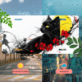 thumbnail image 5 of 1 Pcs 2D Flat License Plate Covers & Frames, Black Cat with Red Flowers For Decorative Front, Waterproof For Decoration Aluminum License Plate Covers & Frames Cover For Men Women, 12" X 6", 5 of 7