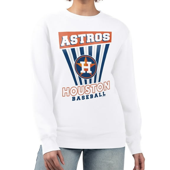 Women's Starter White Houston Astros Poster Print Team Fleece Pullover Sweatshirt