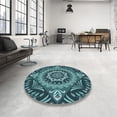 thumbnail image 4 of Ahgly Company Machine Washable Indoor Round Transitional Deep-Sea Blue Area Rugs, 7' Round, 4 of 7
