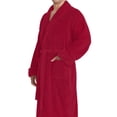 thumbnail image 3 of Arusa Int. Men's Shawl Collar Premium Fleece with Full Ankle Length Bathrobe Burgundy S-M Ankle Length, 3 of 5