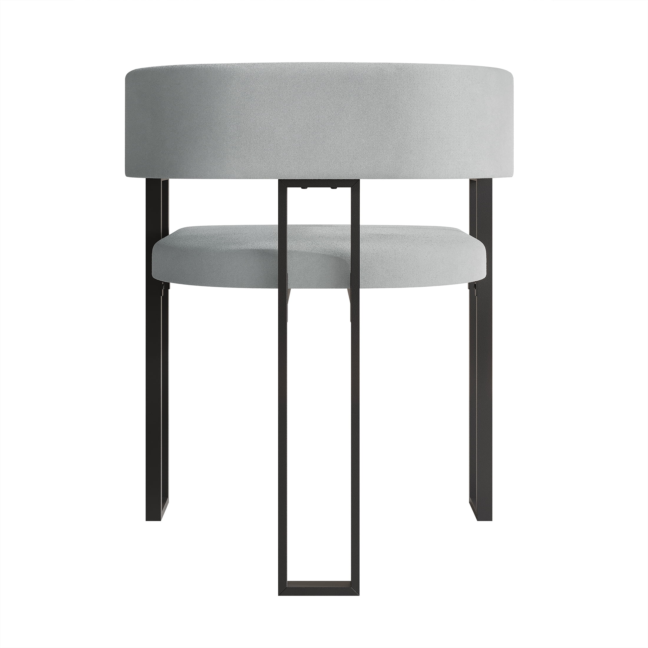 Castle Place Minimalist Black Metal Dining Chair, Silver Grey Velvet