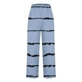 thumbnail image 4 of Timegard Womens Plus Size Pants Striped Straight Leg Elastic Waist Lounge Pants with Pockets Fall Travel, 4 of 5