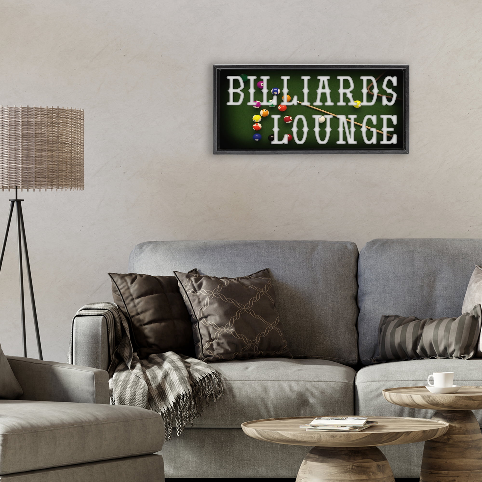 Stupell Industries Billiards Lounge Recreation Black Framed Floater Canvas Wall Art, design by Marcus Prime