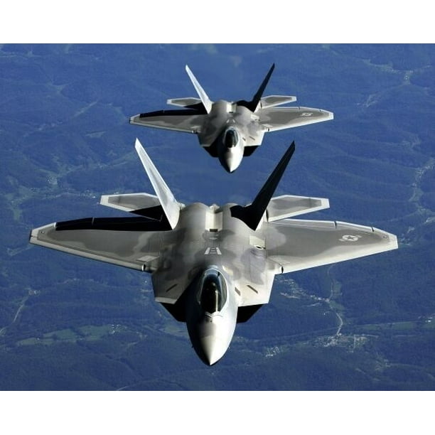 Military Two F 22a Raptor Fighter Jet Aircraft In Column Flight Inch By 30 Inch Laminated Poster With Bright Colors And Vivid Imagery Fits Perfectly In Many Attractive Frames Walmart Com