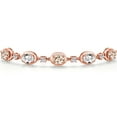 thumbnail image 3 of Gem Stone King 18K Rose Gold Plated Silver Peach Morganite and White Created Sapphire Bracelet for Women | 3.95 Cttw | Gemstone October Birthstone | Oval 7X5MM | Fully Adjustable 9 inch, 3 of 6