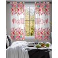 thumbnail image 3 of Valentine's Day Sheer Curtains 45 Inch Length 2 Panels Set for Living Room/Bedroom, Spring Watercolor Cake Pink Red Kitchen Curtains Grommet Semi-Sheer Curtains Drapes Window Treatments 42"x45"x2, 3 of 7