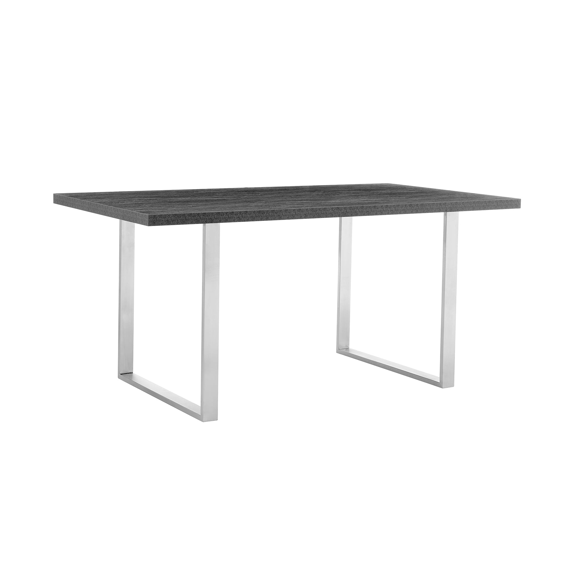 Armen Living Fenton Wood & Metal Dining Table in Charcoal/Stainless Steel
