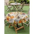 thumbnail image 3 of Outdoor Tablecloth with Umbrella Hole and Zipper, Orange Fall Round Table Cloth 54 Inch Waterproof Tablecloth, Thanksgiving Pumpkins Weeping Maple Leaf Picnic Table Cover for Patio Camping, 3 of 7