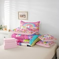 thumbnail image 6 of Manfei Cute Cartoon Unicorn 7 Pieces Bedding Comforter Set,Colorful Rainbow Candy Full Bedding Set,Kawaii Daisy Flower Fitted Sheet Flat Sheet For Girl,Microfiber Bedroom Decor Reversible, 6 of 8