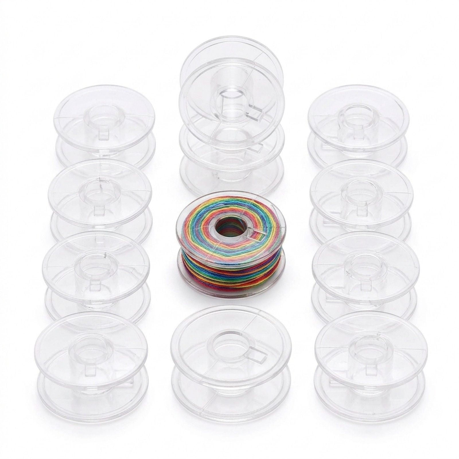 Coziro Sewing Machine Bobbins 10 Pack Clear Plastic Spools for Brother Singer Janome Standard Size White Transparent Bobbin Set for Embroidery & Quilting Universal Fit