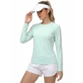 thumbnail image 1 of QUALICOS Protección Solar UPF 50+ Rash Guard Manga Larga Protección UV Playera Camisas para Mujer con Senderismo Correr Pesca Tops Azul Claro （talla M）, 1 of 5