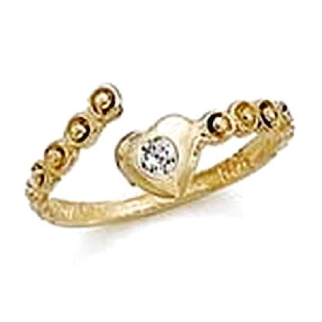 14k Yellow Gold Love Heart Cubic Zirconia toe ring toe ring for Women