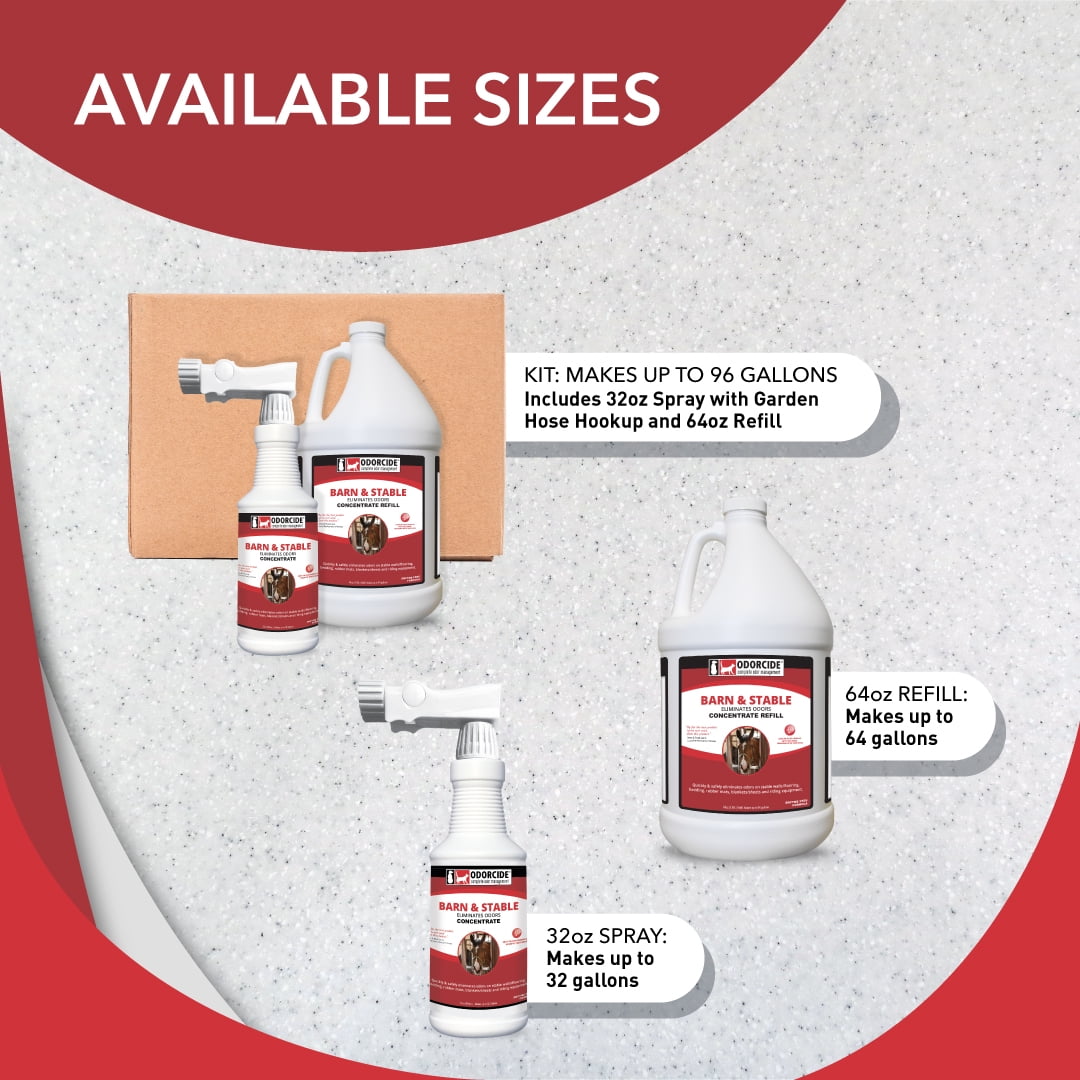 Odorcide Barn & Stable Odor Eliminator for Strong Odor – Cattle & Horse Supplies to Remove Odors – Animal-Safe All Surfaces Deodorizer – Odor Neutralizer Horse Barn Supplies (BS-KIT)