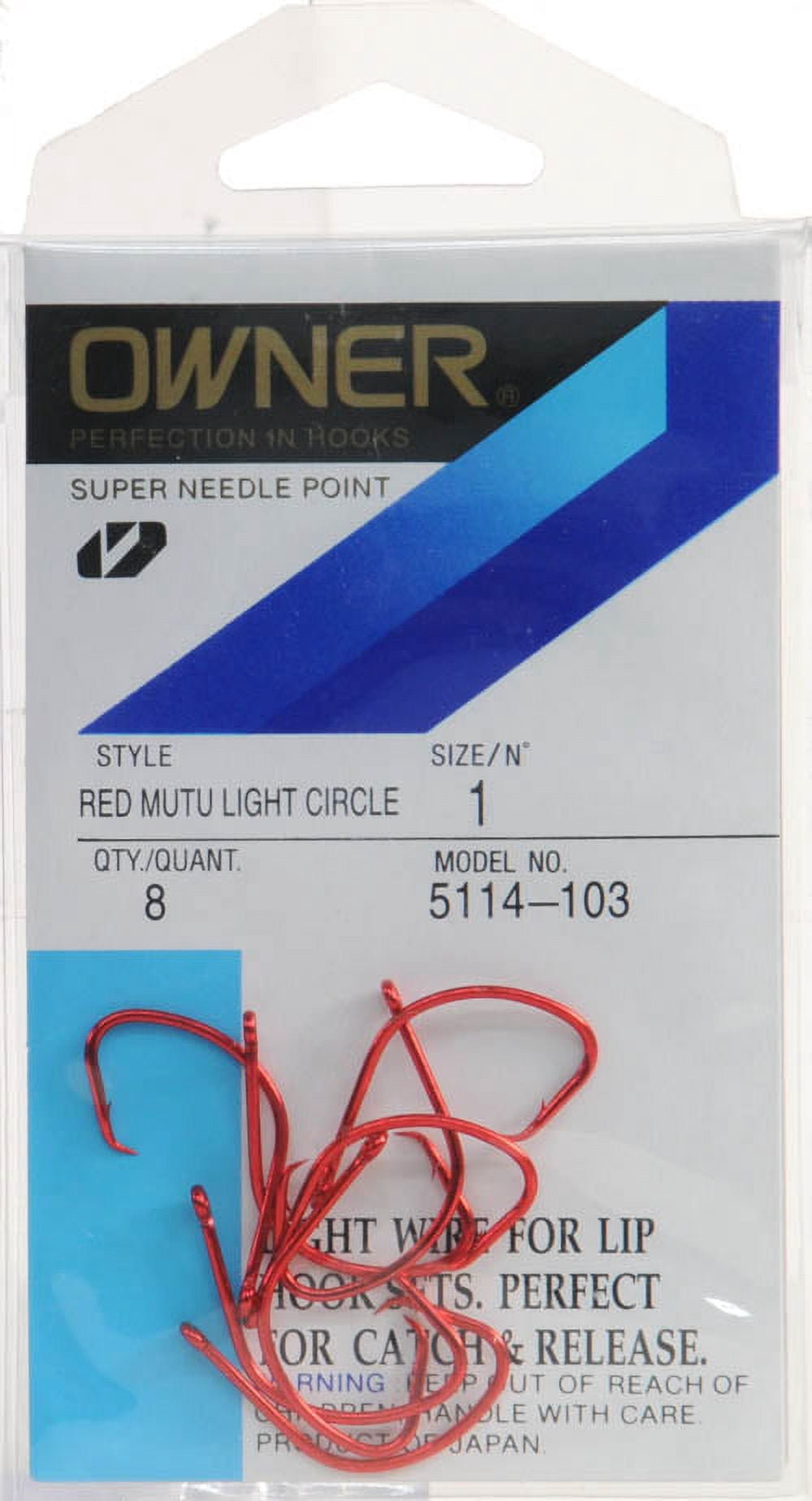 Owner Mutu Light Circle Hook, Red Chrome, Size 1, 8 Count, 5114103